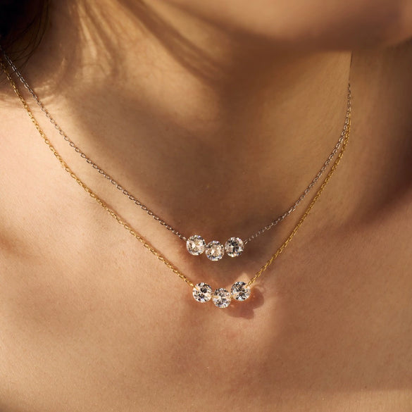 Sterling Silver Geometric Clavicle Chain Necklace For Women With Electroplating
