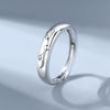 925 Sterling Silver Geometric Couple Rings Adjustable Open Band Electroplated Simple Fashion Ring Set For Women And Men