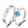 925 Sterling Silver Geometric Couple Rings Adjustable Open Band Electroplated Simple Fashion Ring Set For Women And Men