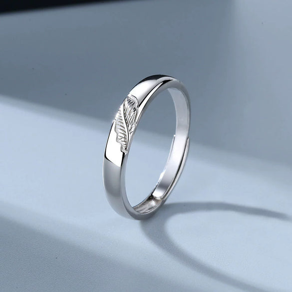 925 Sterling Silver Geometric Couple Rings Minimalist Electroplated Adjustable Open Band Ring Set For Men And Women