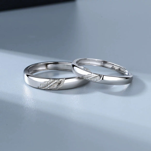 925 Sterling Silver Geometric Couple Rings Minimalist Electroplated Adjustable Open Band Ring Set For Men And Women