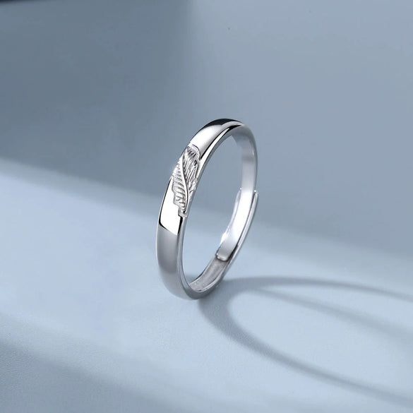 925 Sterling Silver Geometric Couple Rings Minimalist Electroplated Adjustable Open Band Ring Set For Men And Women