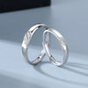 925 Sterling Silver Geometric Couple Rings Minimalist Electroplated Adjustable Open Band Ring Set For Men And Women