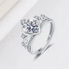 Sterling Silver Geometric Crown Ring For Women Adjustable Open Band Electroplated Proposal Couple Ring