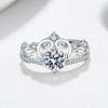 Sterling Silver Geometric Crown Ring For Women Adjustable Open Band Electroplated Proposal Couple Ring