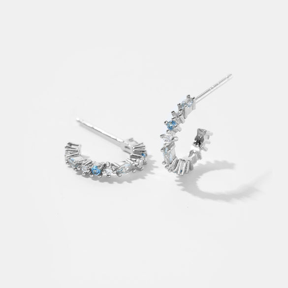 925 Sterling Silver Geometric Cshaped Electroplated Platinum Or 18K Gold Unisex Earrings