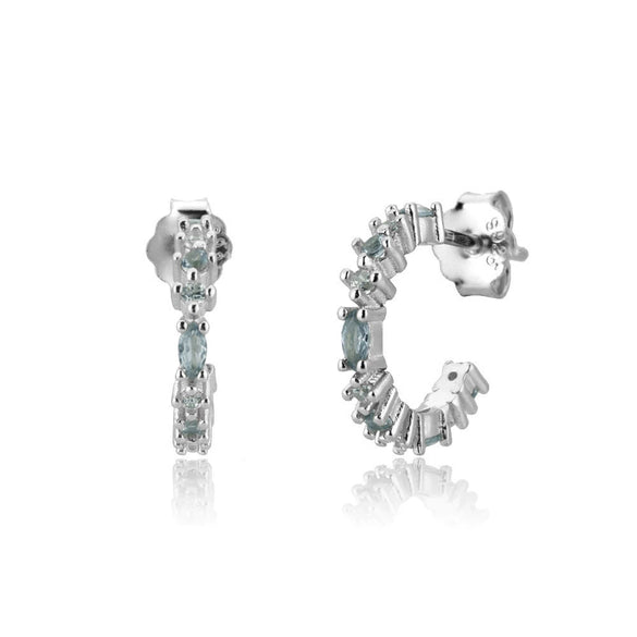 925 Sterling Silver Geometric Cshaped Electroplated Platinum Or 18K Gold Unisex Earrings