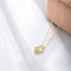 Sterling Silver Geometric Diamond Cut Out Palm Pendant Necklace For Women
