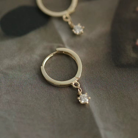 Sterling Silver Geometric Diamond Drill Earrings For Women Elegant Design