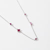 Sterling Silver Geometric Diamond Pigeon Blood Zircon Necklace For Women