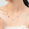 Sterling Silver Geometric Diamond Pigeon Blood Zircon Necklace For Women