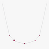 Sterling Silver Geometric Diamond Pigeon Blood Zircon Necklace For Women