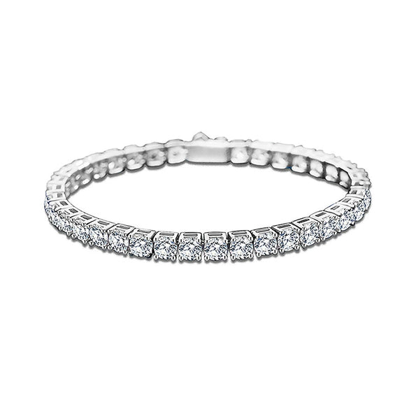 Sterling Silver Geometric Diamond Tennis Bracelet Unisex