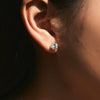Sterling Silver Geometric Diamond Threeclaw Earrings For Men And Women