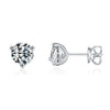 Sterling Silver Geometric Diamond Threeclaw Earrings For Men And Women