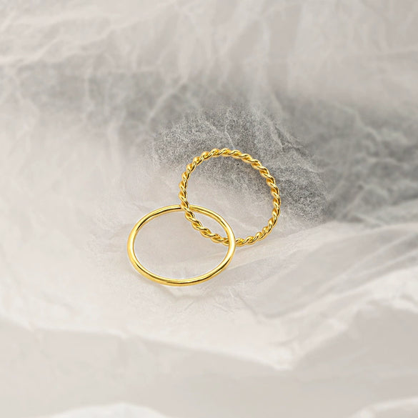 925 Sterling Silver Geometric Double Band Twist Ring With Electroplated Finish Unisex Artistic Handmade Style