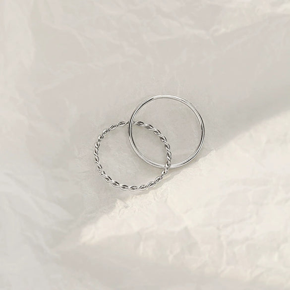 925 Sterling Silver Geometric Double Band Twist Ring With Electroplated Finish Unisex Artistic Handmade Style