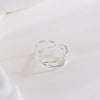 Sterling Silver Geometric Doubleband Open Ring For Women With Adjustable Fit And Electroplated Finish