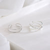 Sterling Silver Geometric Doubleband Open Ring For Women With Adjustable Fit And Electroplated Finish