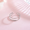 Sterling Silver Geometric Doubleband Open Ring For Women With Adjustable Fit And Electroplated Finish