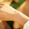 Sterling Silver Geometric Doublelayer Flat Bead Bracelet For Women With Electroplating