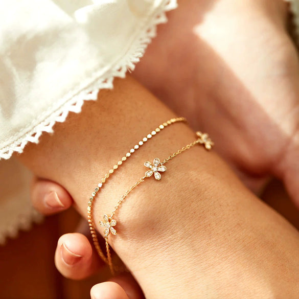 Sterling Silver Geometric Doublelayer Flat Bead Bracelet For Women With Electroplating