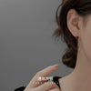 925 Sterling Silver Geometric Ear Threader Earrings With Natural Cinnabar And Curved Retro Design