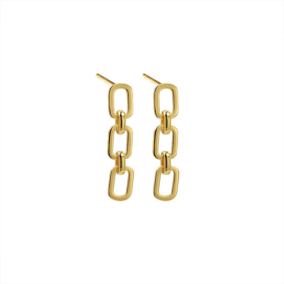 925 Sterling Silver Geometric Electroplated Minimalist Hiphop Punk Exaggerated Thick Chain Stud Earrings