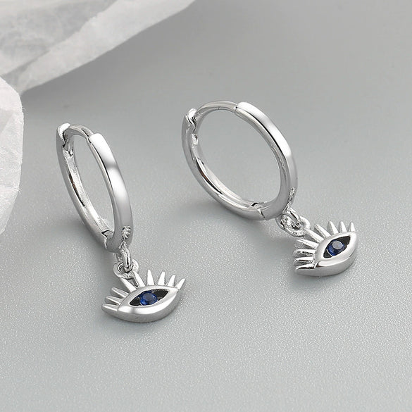 925 Sterling Silver Geometric Evil Eye Earrings For Women With Electroplated Fashion Design