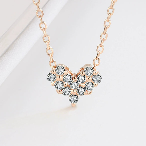 925 Sterling Silver Geometric Four Leaf Clover Heart Necklace Light Luxury Fashion Collarbone Chain For Women