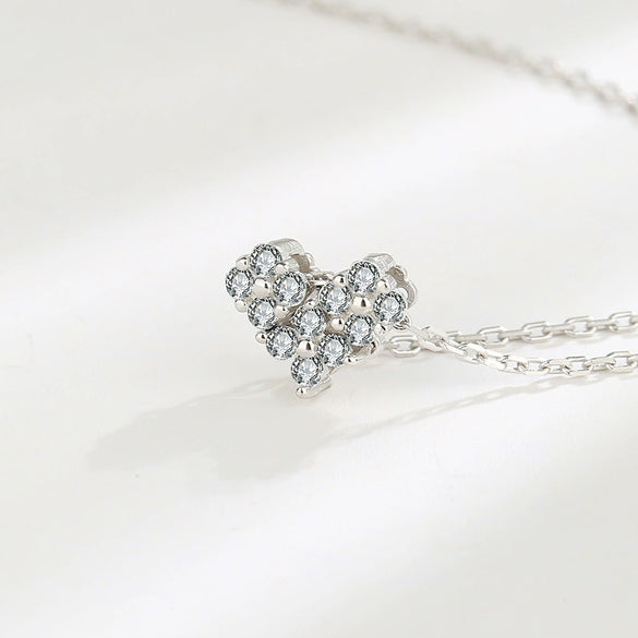 925 Sterling Silver Geometric Four Leaf Clover Heart Necklace Light Luxury Fashion Collarbone Chain For Women