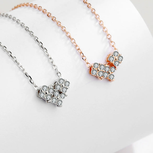 925 Sterling Silver Geometric Four Leaf Clover Heart Necklace Light Luxury Fashion Collarbone Chain For Women