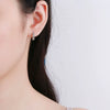 925 Sterling Silver Geometric Four Leaf Clover Zircon Ear Buckle Earrings For Women Simple Electroplated Style