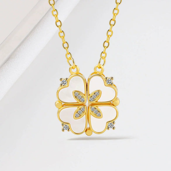 925 Sterling Silver Geometric Heart Pendant Clavicle Necklace With White Mother Of Pearl Electroplated Cross Chain