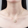 925 Sterling Silver Geometric Heart Pendant Clavicle Necklace With White Mother Of Pearl Electroplated Cross Chain