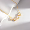 925 Sterling Silver Geometric Heart Pendant Clavicle Necklace With White Mother Of Pearl Electroplated Cross Chain