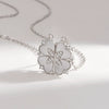 925 Sterling Silver Geometric Heart Pendant Clavicle Necklace With White Mother Of Pearl Electroplated Cross Chain