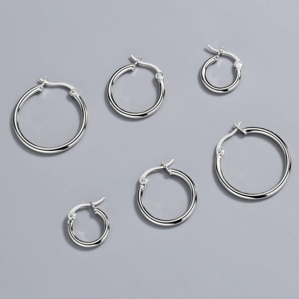 Sterling Silver 925 Geometric Hollow Ring Circle Earring With Electroplating