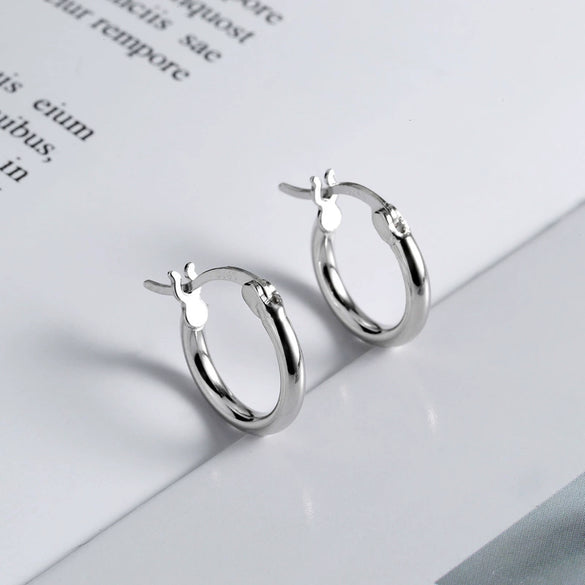 Sterling Silver 925 Geometric Hollow Ring Circle Earring With Electroplating