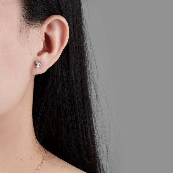 Sterling Silver Geometric Horse Eye Zircon Screw Earrings With Electroplating Treatment