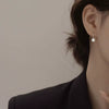 Sterling Silver Geometric Imitation Pearl Hook Earrings For Women Vintageinspired Elegant Jewelry With A Refined Design