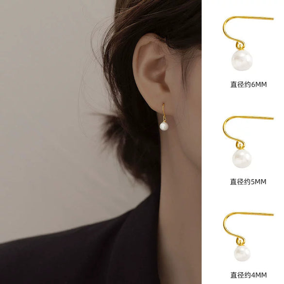 Sterling Silver Geometric Imitation Pearl Hook Earrings For Women Vintageinspired Elegant Jewelry With A Refined Design