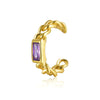 Sterling Silver Geometric Inlaid Zircon Ear Clip For Women