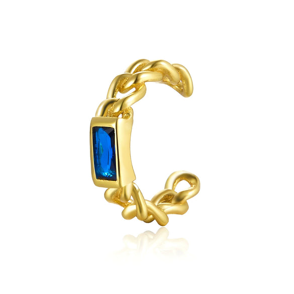 Sterling Silver Geometric Inlaid Zircon Ear Clip For Women