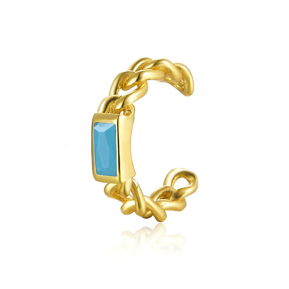 Sterling Silver Geometric Inlaid Zircon Ear Clip For Women