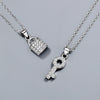 925 Sterling Silver Geometric Key Lock Pendant Necklace With Crystal And Gem Inlay Electroplated Retro Fashion Couple Jewelry