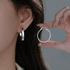 925 Sterling Silver Geometric Large Hoop Earrings For Women Elegant Fashion Electroplated Statement Ear Rings