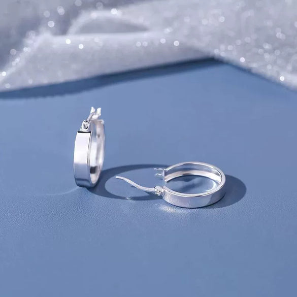 925 Sterling Silver Geometric Large Hoop Earrings For Women Elegant Fashion Electroplated Statement Ear Rings