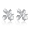 925 Sterling Silver Geometric Light Luxury Style Frosted Flower Petal Electroplated Earrings For Women