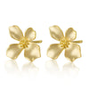 925 Sterling Silver Geometric Light Luxury Style Frosted Flower Petal Electroplated Earrings For Women